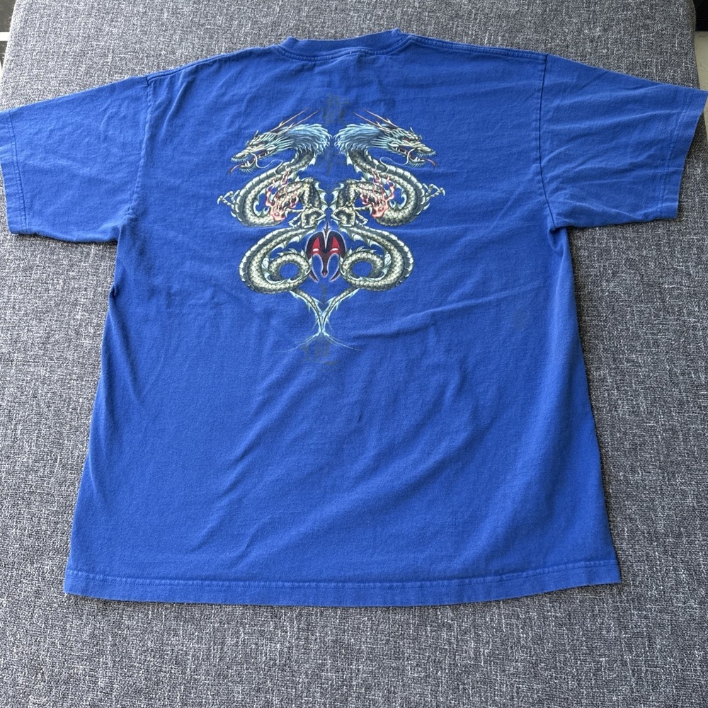 Vintage Guardians of Paradise Blue T-shirt Flame Twin‎ Dragons ODM Tag Size XL